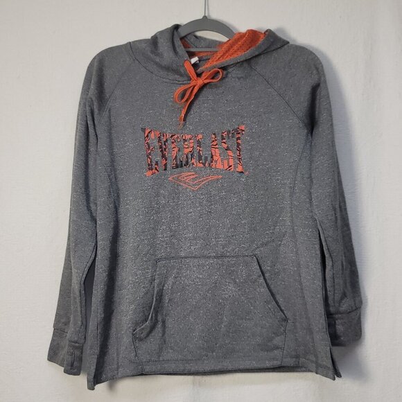 768/3. Everlast Long Sleeve Hoodie Gray Orange Sz L - Picture 1 of 7